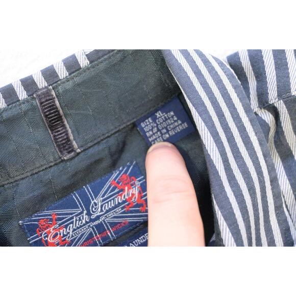 English Laundry Dress Shirt Striped Snap Cuff Long Sleeve Mens Size XL - Picture 12 of 15